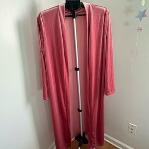 Elegant Pink Women's Velvet Duster Cardigan
